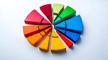 Colorful 3D Pie Chart Segments Data Visualization Business Graph Marketing Statistics Presentation photo
