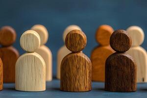 Diverse Wooden Figures Representing Inclusion and Equality in a Group Setting photo