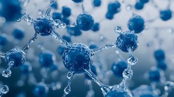 Microscopic Molecular Structure Detailed 3D Render of Blue Atoms Science Background photo