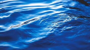 Abstract Blue Water Surface Texture Ripples and Reflections of Light on Deep Blue Water photo