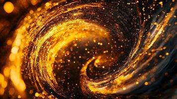Abstract Swirling Golden Glitter Sparkling Bokeh Background Texture photo