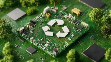 Eco Friendly Circuit Board Recycling Green Technology and Sustainable Electronics photo