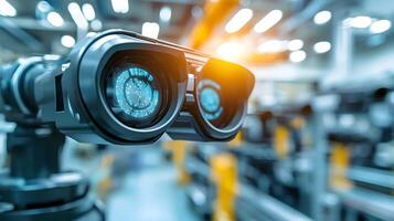 Advanced Robotic Vision System in Smart Factory Close up of Industrial Automation Technology photo