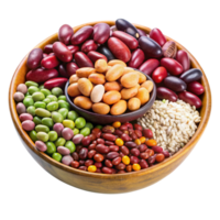 A Colorful Array of Assorted Beans and Grains in a Wooden Bowl png