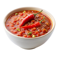 Spicy Red Pepper and Bean Stew in a White Bowl A Delicious and Flavorful Dish png