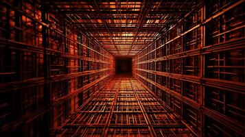 Abstract Industrial Structure Rusty Metal Grid Geometric Pattern Architectural Design Interior View photo