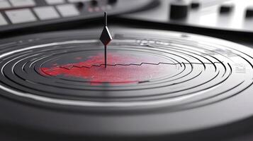 Abstract Red Data Visualization on Circular Technology Background photo