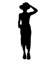 Silhouette of Relaxing Beachwear with Sarong and Cowboy Hat vector