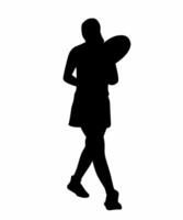 Silhouette of Female Tennis Player with Racket vector