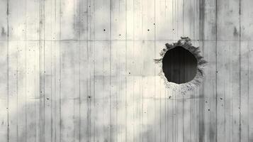 Grunge Concrete Wall Texture with Large Hole Damaged Broken Surface Background photo