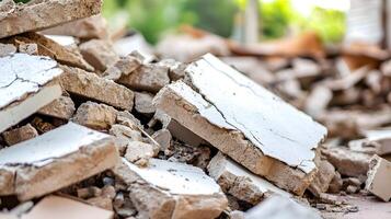 Pile of Broken Concrete and Plaster Debris from Demolition Site photo