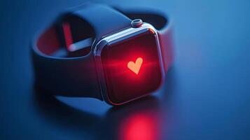 Smartwatch Displaying Heart Rate Monitor Health Technology Fitness Tracker Red Heartbeat photo
