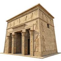 Ancient Egyptian Temple Model with Intricate Relief Carvings and Pylons png
