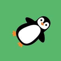 Cute penguin character design in flat style on vibrant green background art vector