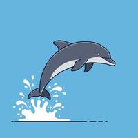 Dolphin leaping from ocean surface in flat design style art vector