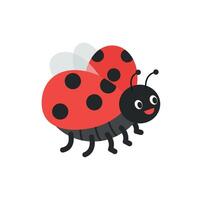 Cheerful ladybug character in flat design style showcasing vibrant colors in art vector