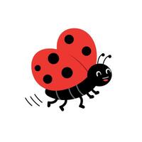 A cheerful ladybug with a heart-shaped shell in a flat and colorful illustration vector