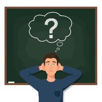 Young man with a questioning expression in a flat design style art vector