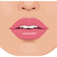 Close-up of luscious lips with soft pink gloss in minimal art vector