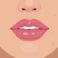 Close-up of alluring lips with soft pink tones in a flat design style illustration vector