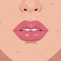 Close-up of a womans lips in soft tones with a flat design style art vector