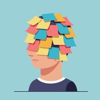A person with a colorful sticky note hairstyle in minimal flat art vector