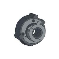 Detailed mechanical gear component designed in flat style showcasing intricate features and precision art vector