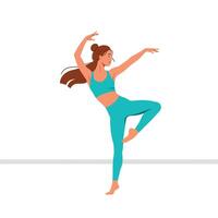 Dynamic dancer in blue activewear performing a graceful pose in flat art vector