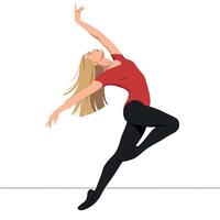 Dynamic dancer in a vibrant red top performing an elegant pose in flat art vector
