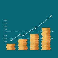 Stacked gold coins representing financial growth in a flat design illustration vector