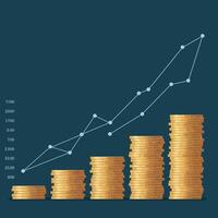 Stacked gold coins reflecting financial growth in minimalistic style art vector