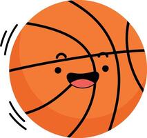 Cheerful basketball character with a smiling face in a flat illustration vector
