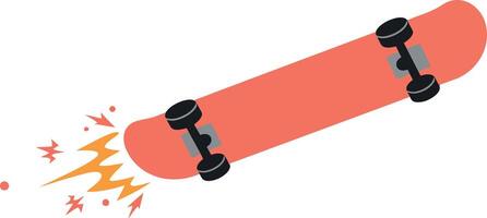 Skateboard performing a trick with dynamic motion lines in flat art vector