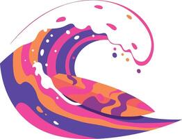 Colorful ocean wave design in flat style with vibrant hues and dynamic motion art vector