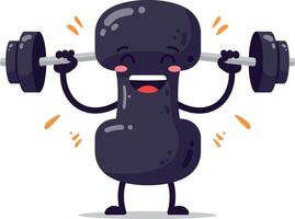 A cheerful cartoon weightlifting character with dumbbells in a minimal and colorful illustration vector