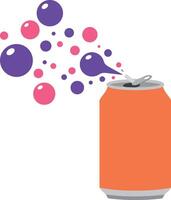 Orange soda can with colorful bubbles in a flat design art vector