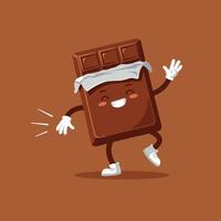 Happy chocolate bar character dancing joyfully in a playful, minimal illustration vector