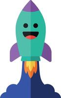 Happy cartoon rocket launching with vibrant colors in a flat design style art vector