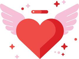 Heart with Wings in Bright Colors and Sparkles in Flat Art vector