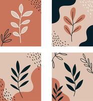 Leafy botanical patterns in flat design style featuring earthy tones and organic shapes art vector