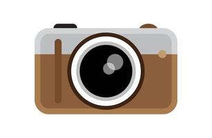 camera icon in trendy flat style, vintage camera device in a cute flat style, photography, retro camera brown vector