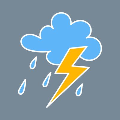 cloud icon, clouds rain lightning in doodle art hand drawn, rainy, thunderstorm