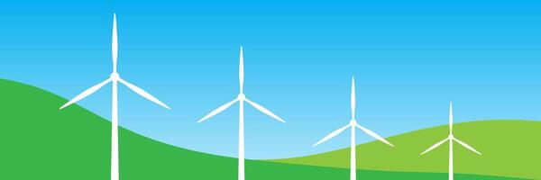 windmill on hill, windmill simple shape on sky light blue background vector