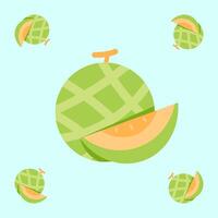 melon fruit seamless for pattern fabric, simple melon fruit cute repeat in square background, illustration fruit pattern vector