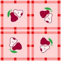 rose apple fruit seamless for pattern fabric, simple rose apple fruit cute repeat in square background, illustration fruit pattern wallpaper vector