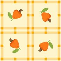 cashew nuts fruit seamless for pattern fabric, simple cashew nuts fruit cute repeat in square background, illustration fruit pattern wallpaper vector