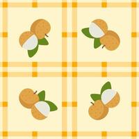 longan fruit seamless for pattern fabric, simple longan fruit cute repeat in square background, illustration fruit pattern wallpaper vector