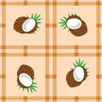 coconut fruit seamless for pattern fabric, simple coconut fruit cute repeat in square background, illustration fruit pattern wallpaper vector