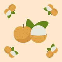 longan fruit seamless for pattern fabric, simple longan fruit cute repeat in square background, illustration fruit pattern vector