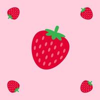strawberry fruit seamless for pattern fabric, simple strawberry fruit cute repeat in square background, illustrations fruit pattern vector